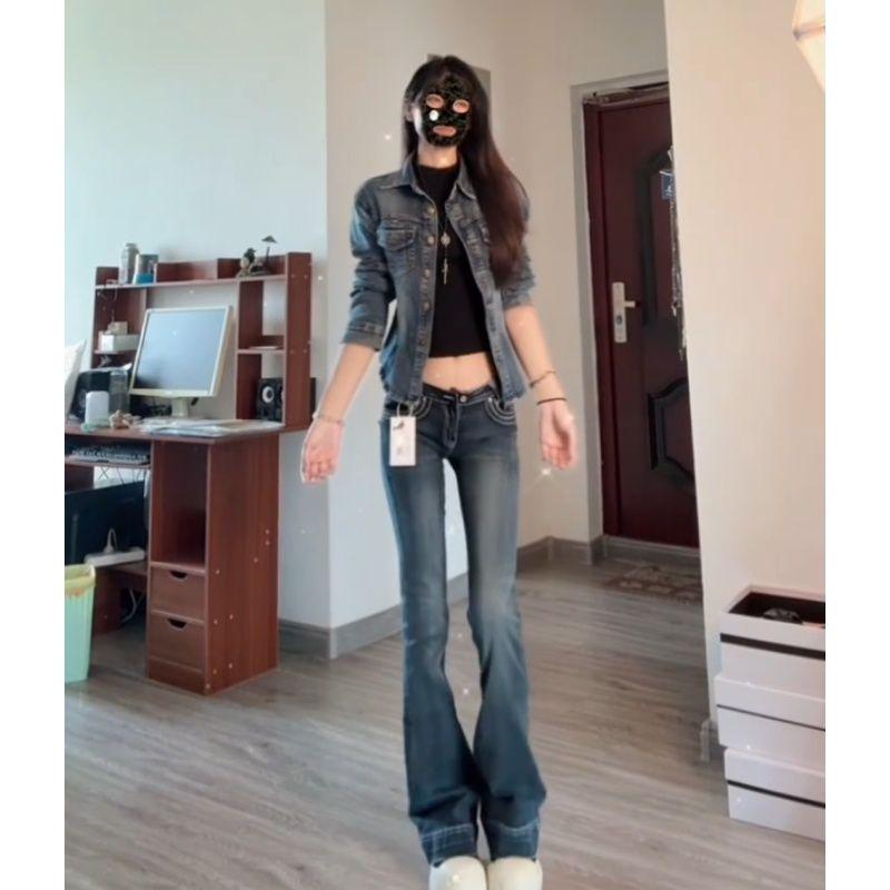 

Women s Distressed Low-Rise Stretch Slim Fit Flare Jeans – Y2K Washed Bell Bottoms, Floor-Length Wide Leg Pants 2XL сірий колір/синій