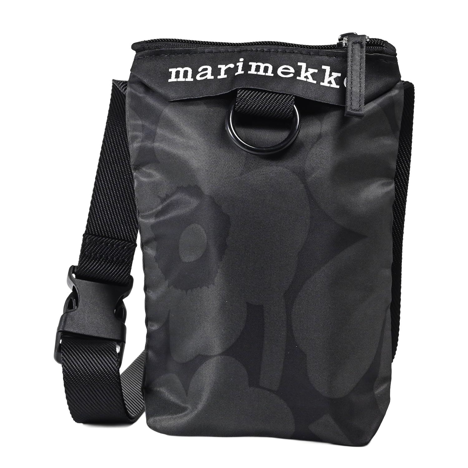 Marimekko NEAT PHONE POCKET Shoulder Bag, Unikko, Women s, Black, 94124 094124 999, Scandinavian Design [Used]
