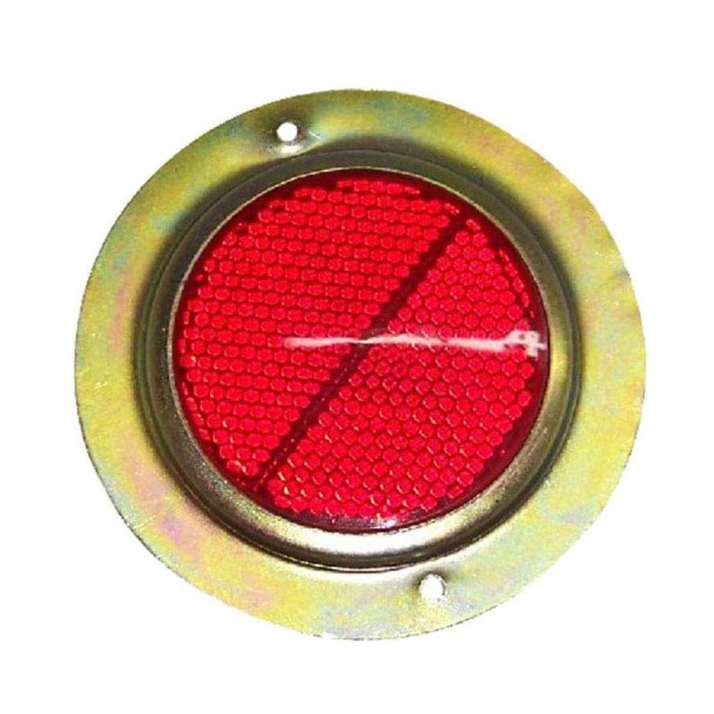 2X Red Round Reflex Reflector with White Steel Ring | 58mm Lens | Metal Base | Truck, Trailer, Bus, Car, Tractor Universal