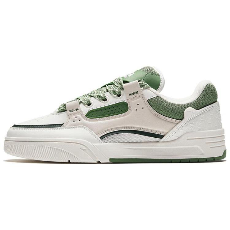 New Anta AOJIE Slip Resistant Cushioning Low Top Skateboard Shoes Men's White Green 112338040S-2