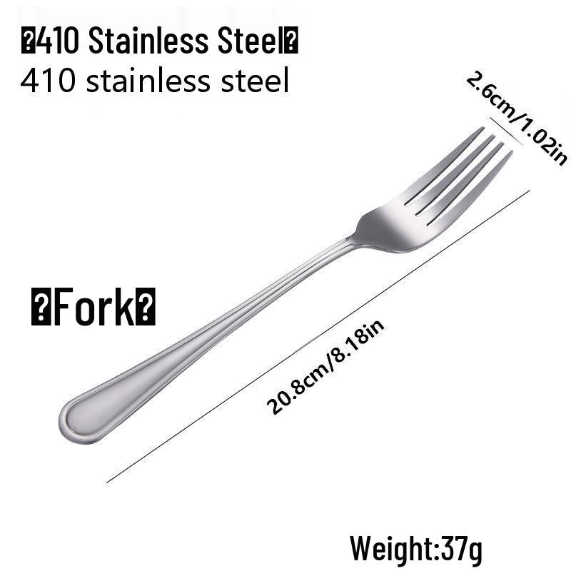 410 Stainless Steel Four-Piece Cutlery Set: Knife, Fork, Spoon - Single/Double Line for Home or Hotel Dining