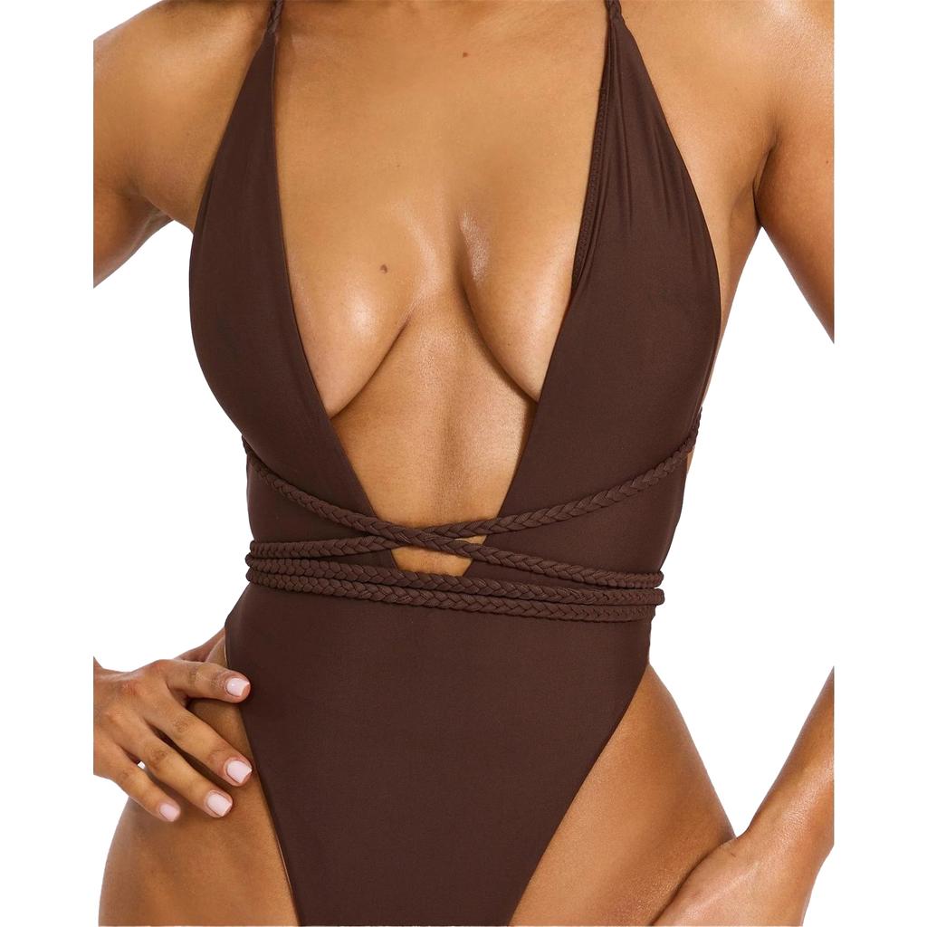 Traje de Banho Feminino Mars The Label Cauda de Peixe Liso Decotado Peça Única