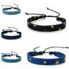 Vintage Star Pattern Blue Literary Denim Fabric Bracelet For Women Men Gothic Ethnic Handwoven Wrist Strap Fashion Jewelry Gift
