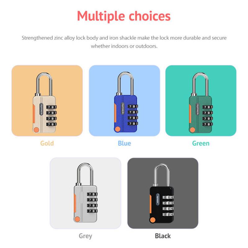 4místný kód Kombinovaný visací zámek Cestovní zavazadlo pro případ Case Lock Bezklíčový shackle zámek pro batoh Tsa zámek pro zavazadla