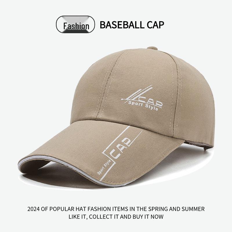 Trending Korean Style Canvas Baseball Cap with Extended Brim, Spring/Autumn Printed Design for Outdoor Sun Protection