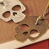 Women's Vintage Gothic Carved Flowers Skull Pendant Chain Necklace Long Sweater Chain Fashion Jewelr