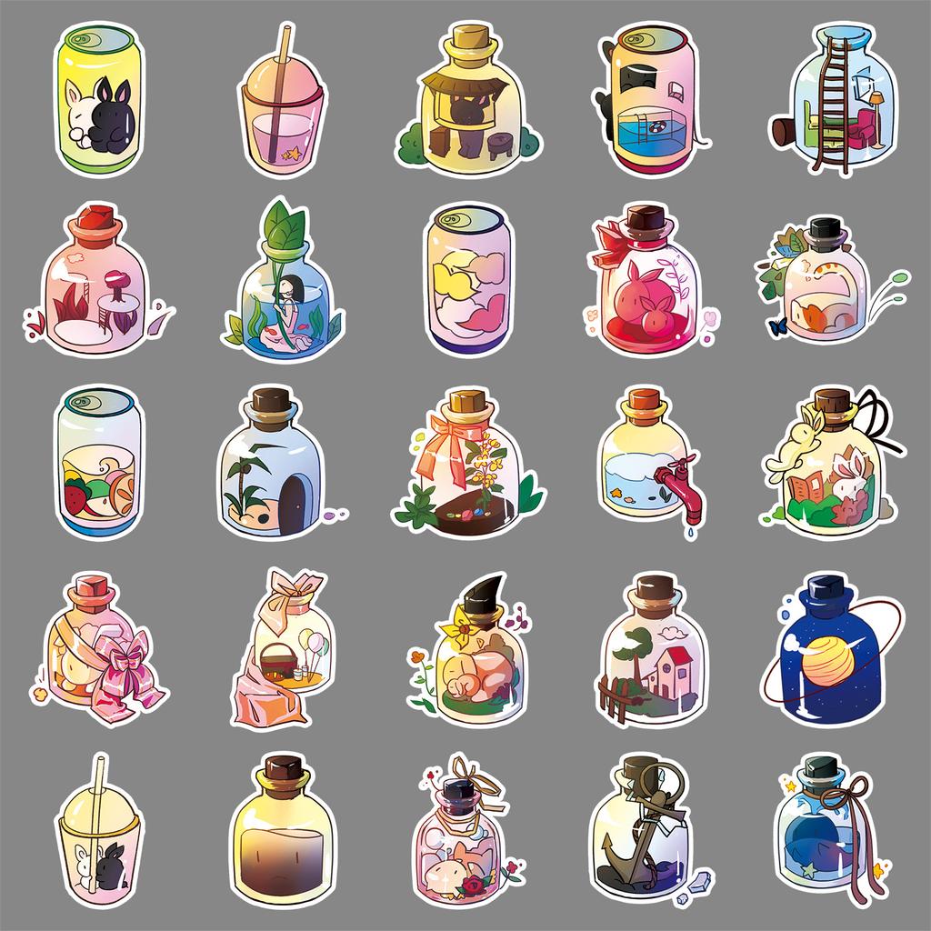 50 Bottles In The World Graffiti Personalized Cartoon Guka Hand Account Decoration Mobile Phone Case Suitcase Sticker Waterproof