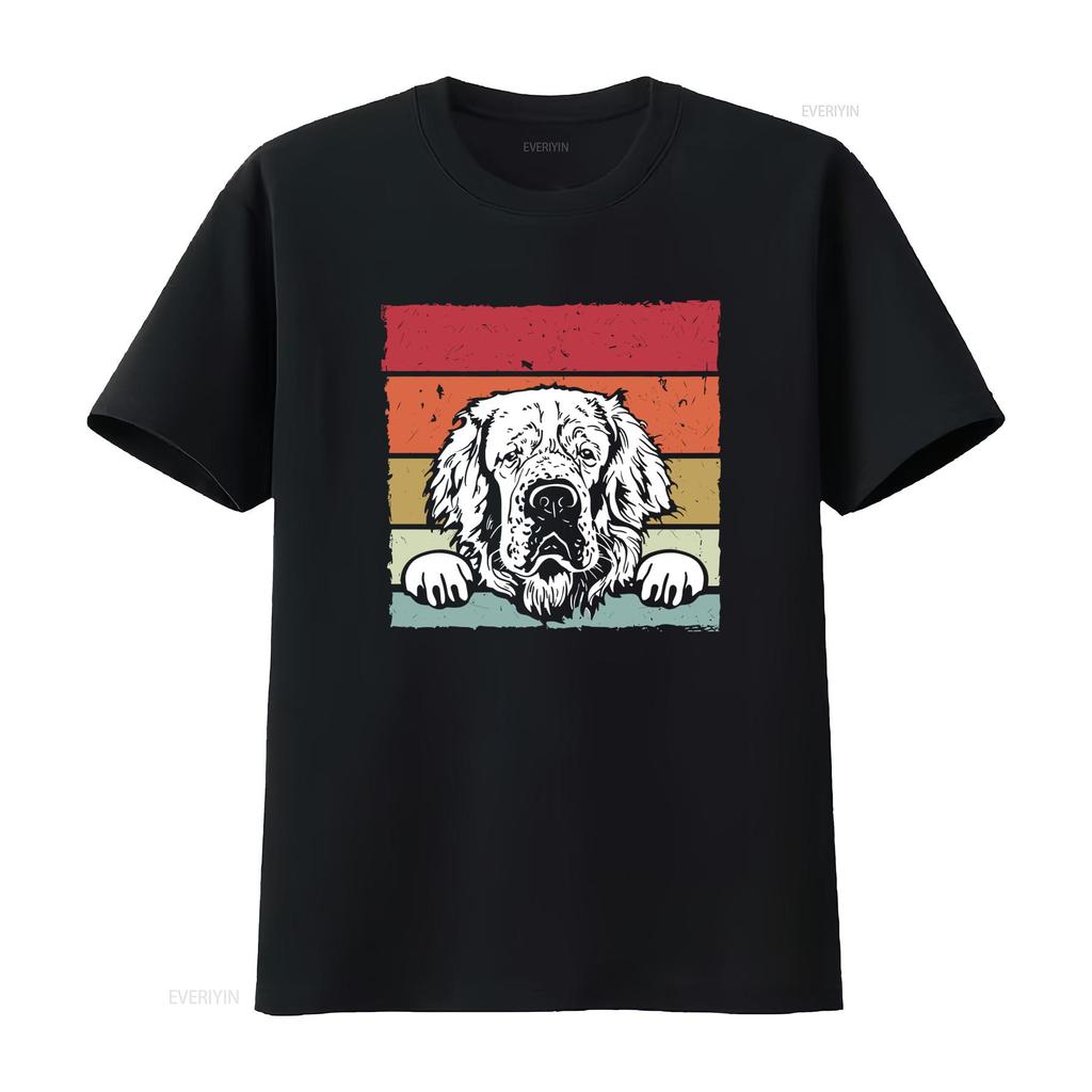 Dog Retro Clumber Spaniel Print T Shirt for Fashion Casual vintage Washed Soft Top For Everyday Wear Stretched Unisex fashion