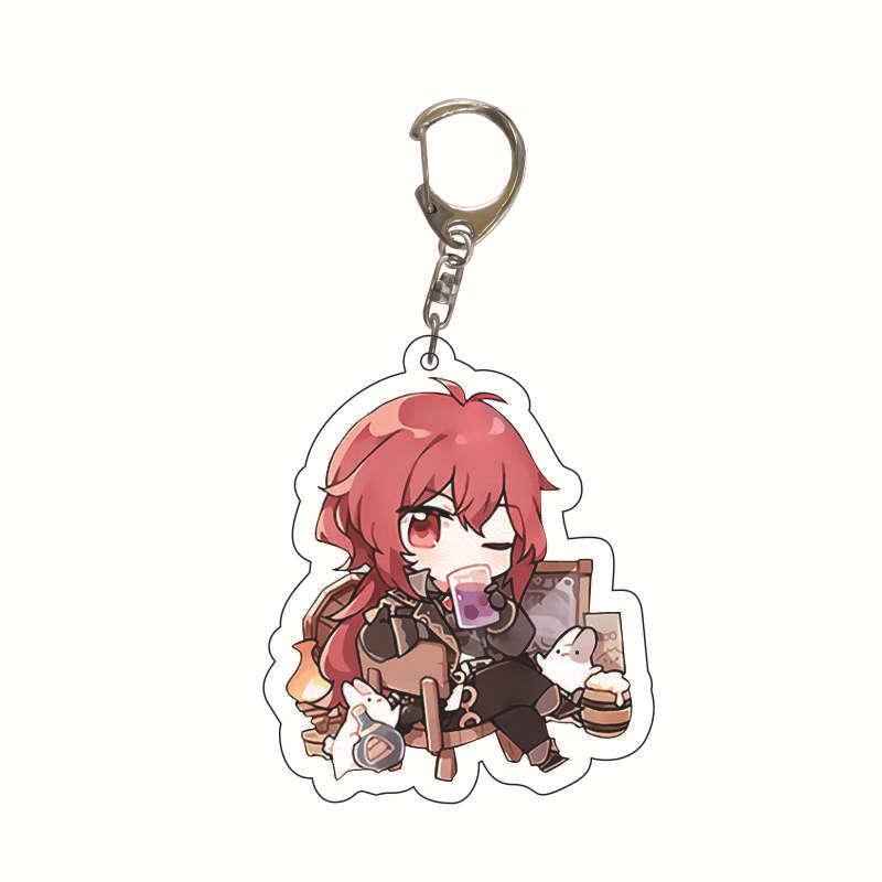 Genshin Impact 2D Keychain: Nilou, Nahida, Amber, Kaeya, Tighnari, Kazuha Pendant