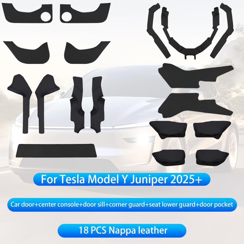 For Tesla Model Y Juniper 2025+ Center Console Two Side Panel Anti Kick Pad Protector Leather Sticker Foot Cover Car Accessories