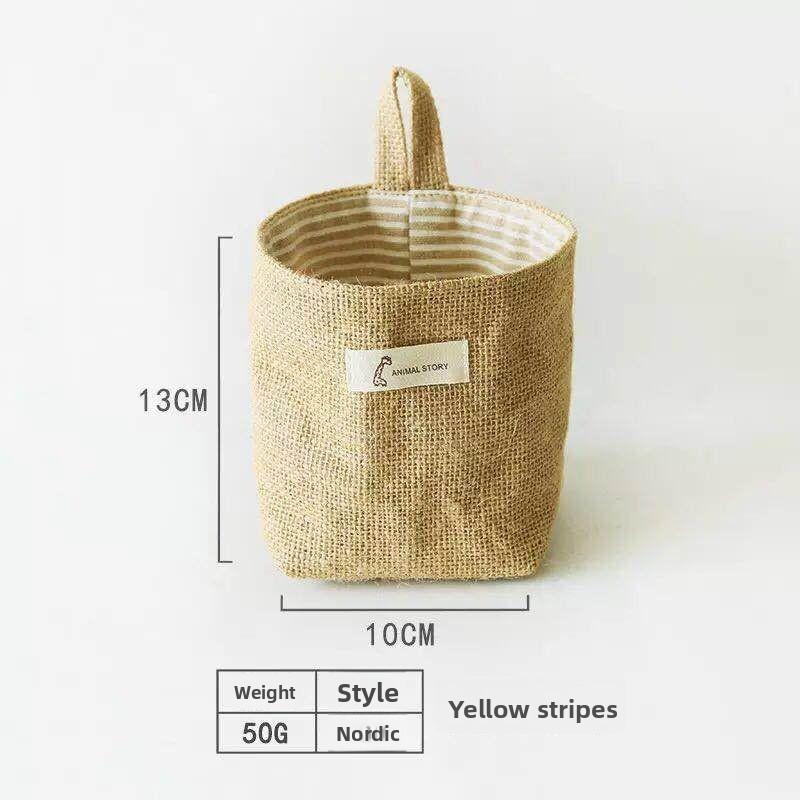 Jute Wall-Mounted Hanging Storage Bag for Door, Bathroom, Desktop, Bedroom Kitchen Organization