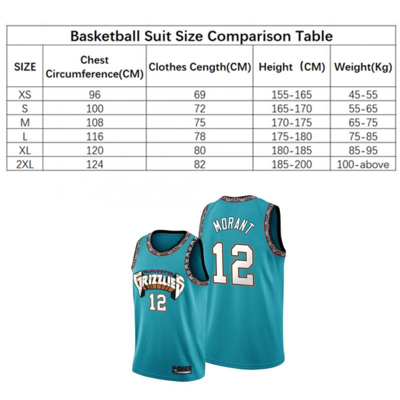 Grizzlies Ja Morant 12 Maglia da Basket NBA Sportiva Bambino Adulto Uniforme Sportiva