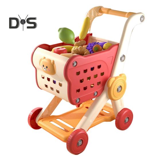 

Детская корзина для покупок с игрушками, фруктами, овощами, десертами, магазинными аксессуарами, 27 предметов, набор для ролевых игр в продуктовый магазин для детей, детская корзина для покупок красный