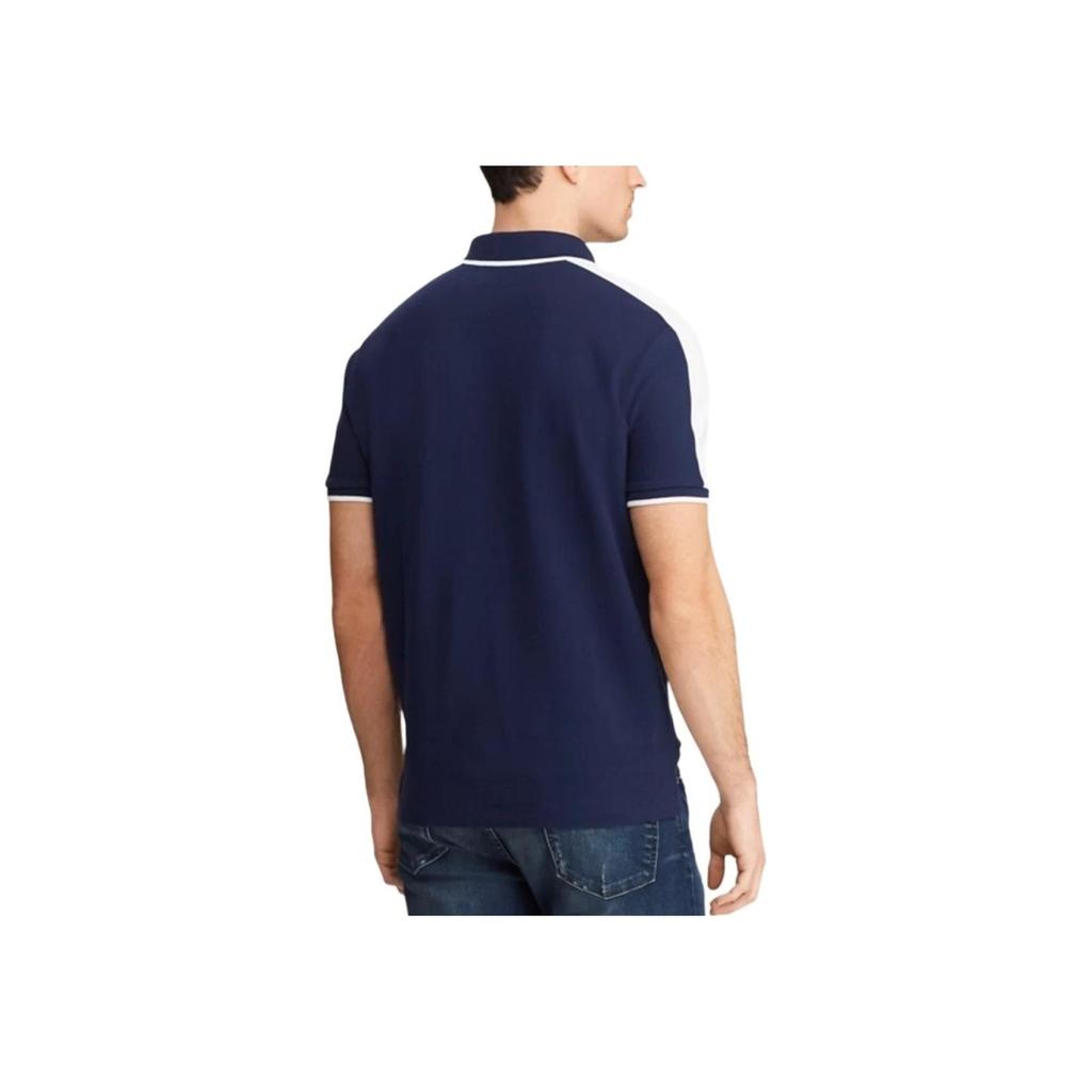 Polo Ralph Lauren SS24 Buchstabenlogo-Muster Slim Fit Kurzarm-Poloshirt Herren Tops Blau 710746108-001