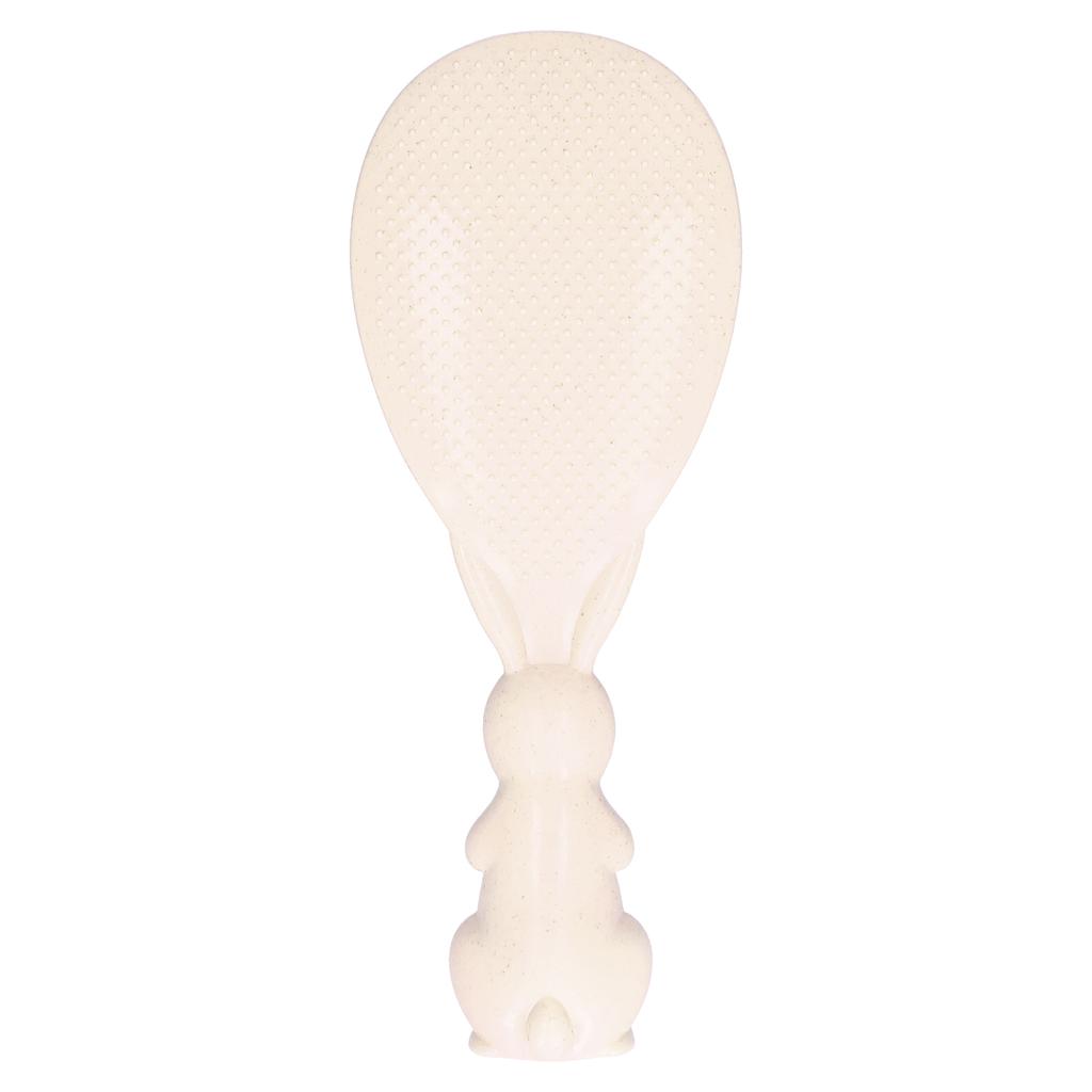 Cute Bunny Non Stick Rice Spoon Threedimensional Standable Rabbit Rice Scoop for Rice Cooker(Beige )