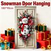 Christmas Tree Christmas Snowman Wreath with Scarf for Front Porch Indoor Outdoor Holiday Decor Festive Decor
