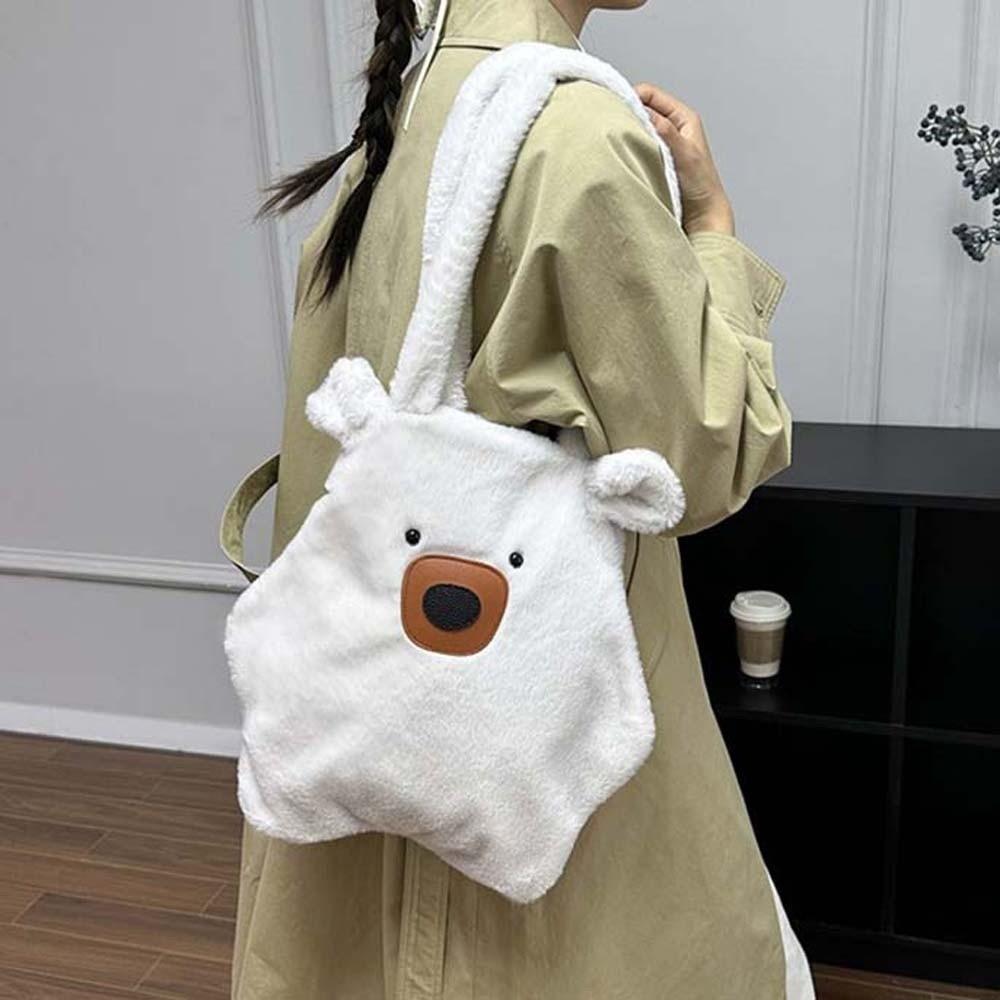Solid Color Capybara Plush Bag Cute Cartoon Shoulder Pouch Soft Furry Bear Handbag Boys