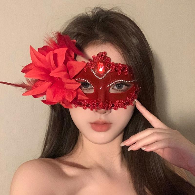 Halloweenská maska ​​Maska na půl obličeje Cos Dragon God Divoký Tiger Night Fork Tengu Man Wolf Mask Performance Skull Masks