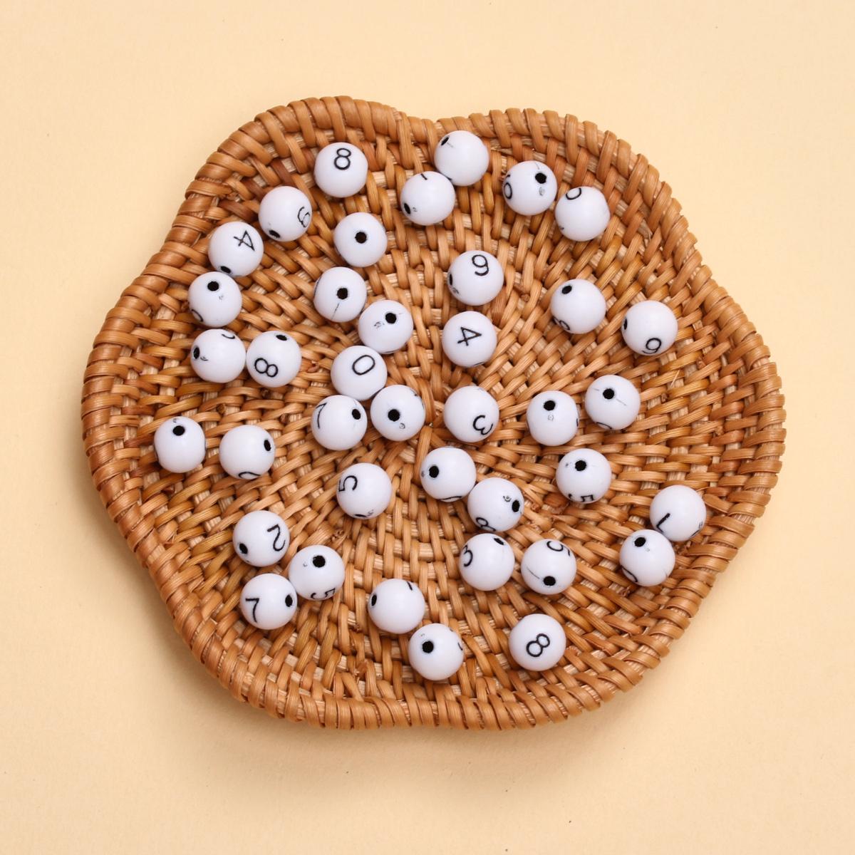 

50Pcs Acrylic Digital Beads 7.5mm Mixed Digital Beads For Jewelry Making And DIY Bracelet Necklace Keychains