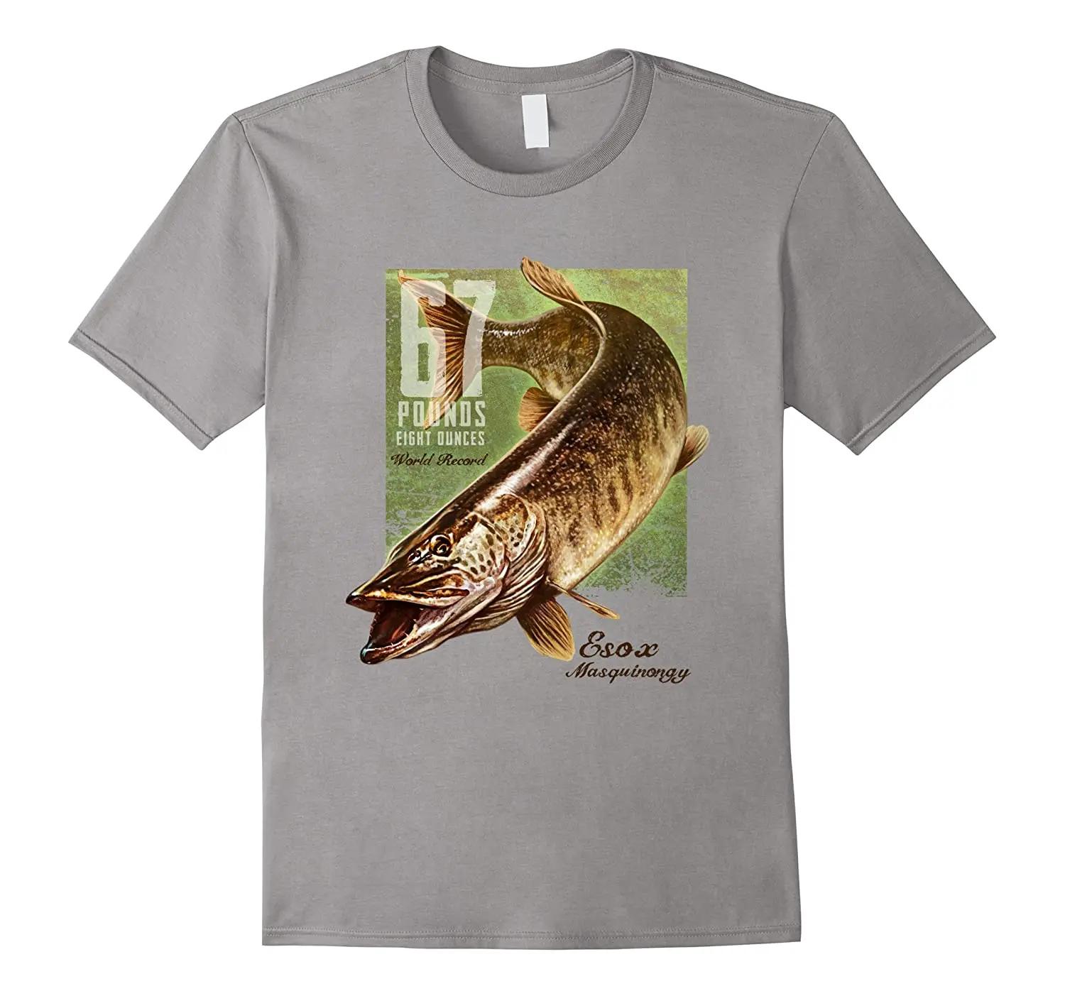 

Musky Fishing World Record TShirt 100 Cotton ONeck Short Sleeve Summer Casual Mens Tshirt Streetwear S