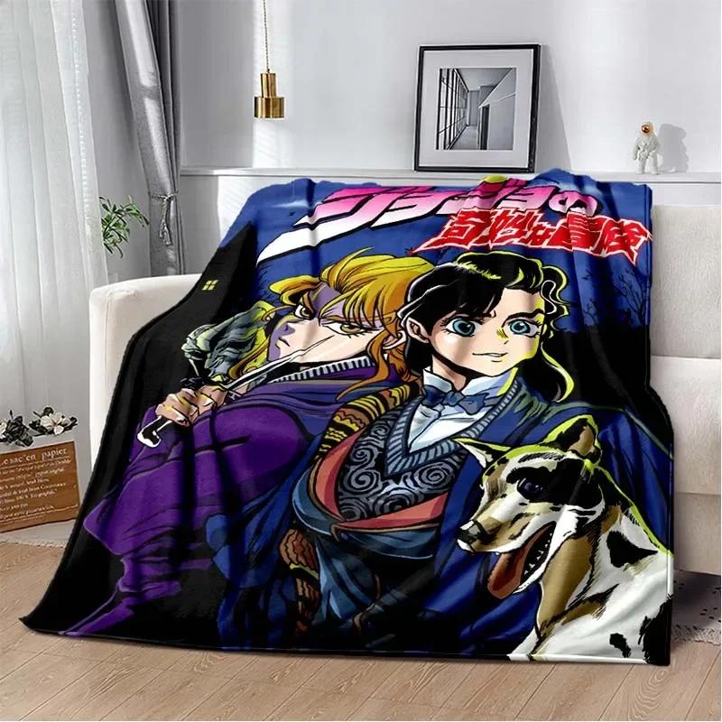 Anime JoJo Bizarre Adventure Flannel Blankets Print Child Adult Throws Blanket Sofa Travel Teen Student Blanket