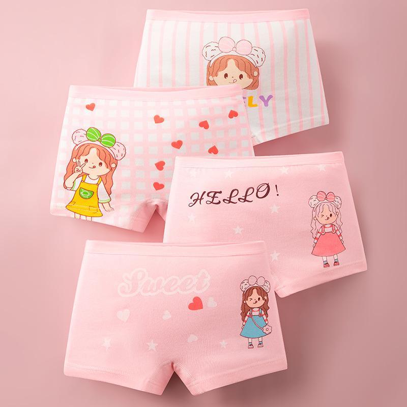 4 Pcs Girls Underwear Soft Breathable Kids Boxers Comfortable Children Underpants