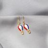 Trendy Geometric American Flag Drip Oil Earrings for Women - Independence Day Ear Cuffs