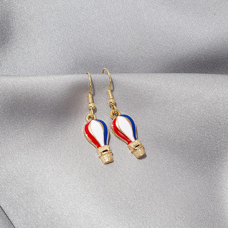 Trendy Geometric American Flag Drip Oil Earrings for Women - Independence Day Ear Cuffs
