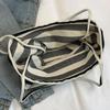1Pcs Fashion Large Capacity Ladies Tote Handbags Simple Striped Women'S Canvas Casual Shoulder Bags Female Daily Shopping Bags