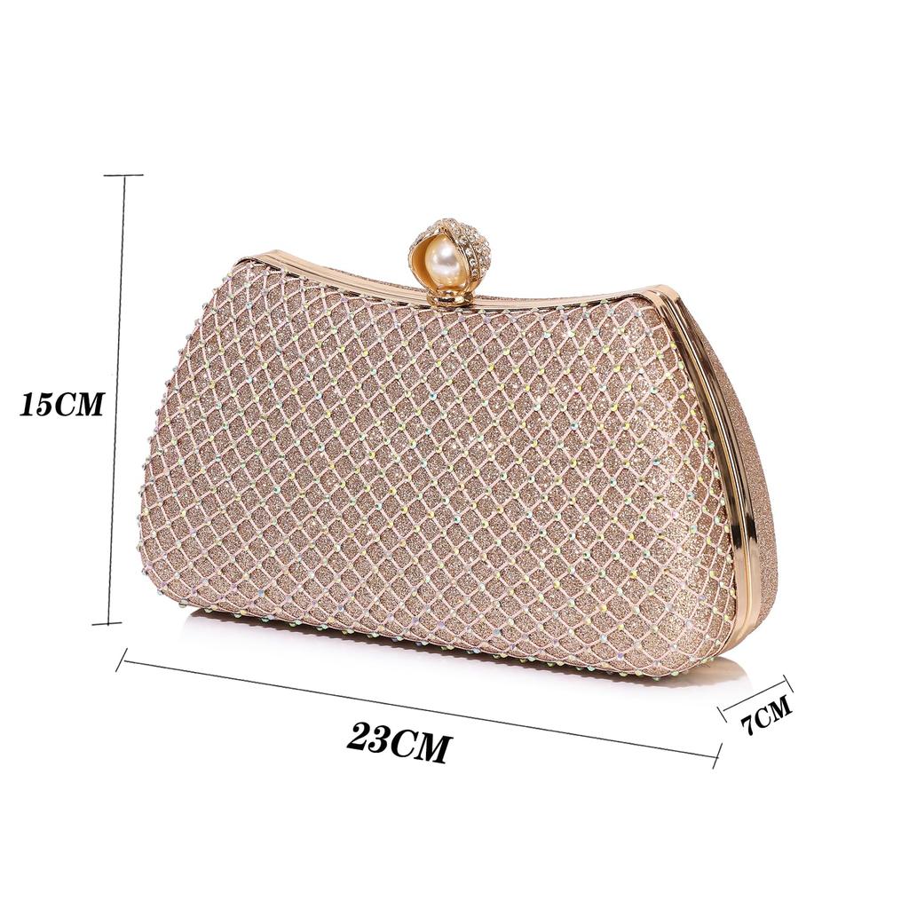 SHIMMER Party Bag, Clutch Bag, Wedding Bag, Handbag, 3-Way Shoulder Bag, Silver, Perfect for After-Parties, Receptions, Graduations, and More