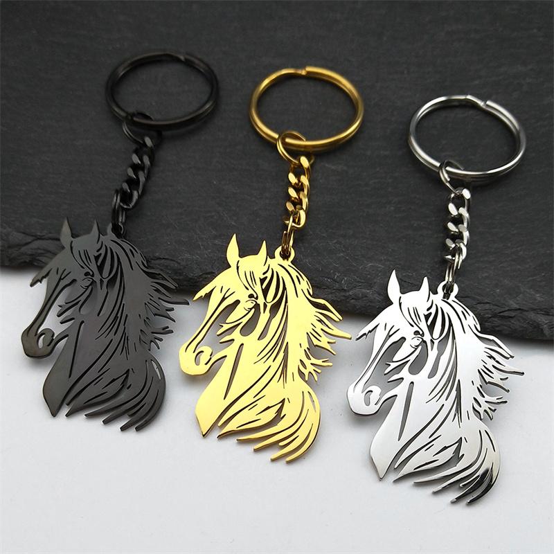 Hiphop Horse Pony Head Animal For Women Men Stainless Steel Gold Silver Male Bag Charm Jewelry Gifts Bag Charm