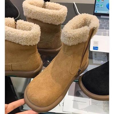 Women's Fur One Thick Bottom Heightening Winter Lightweight Padded Warm Snow Boots Non-slip Wear Casual Sports Cotton Boots