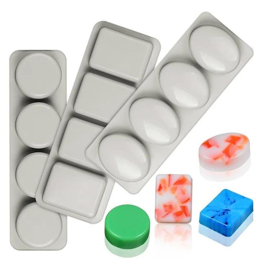 1 Pezzo Stampo in Silicone per Sapone Per Sapone Artigianale Forme Stampi 3D Ovale Rotondo Quadrato Stampini per Sapone