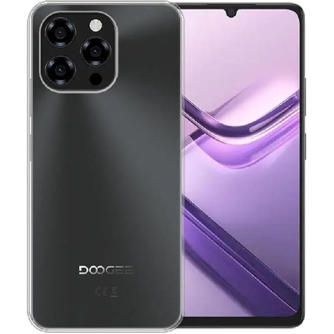 Case for Doogee Note 58 + Glass Screen Protector Tempered Film - Transparent Silicone Soft Flexible Bumper Shockproof TPU Protective Cover Shell for Clear Case