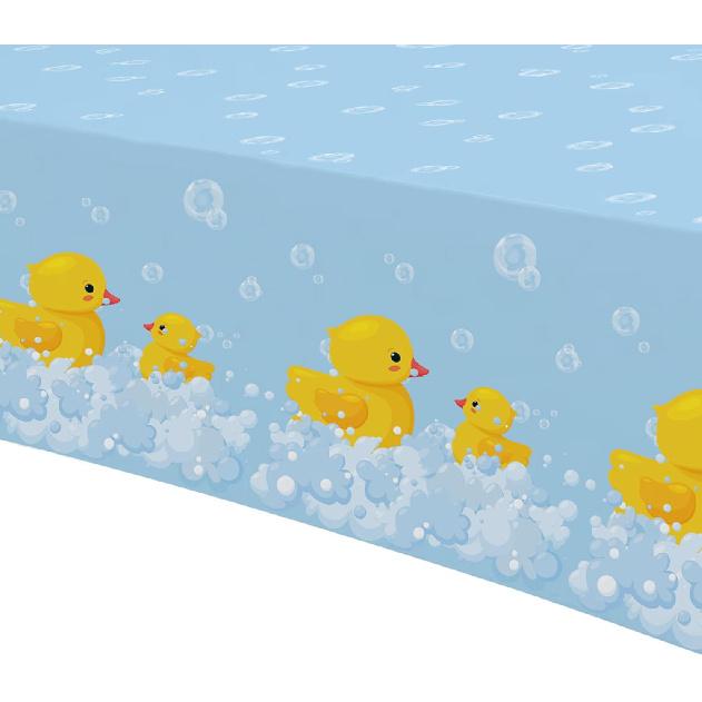 APOWBLS Rubber Duck Party Decorations Tablecloth - Disposable Duck Party Supplies Table Cover, Bubble Bath Rubber Duck Theme Table Cloth for Birthday