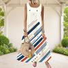 Women Plus Size Sleeveless Scoop Neck Eagle Star Print A Line Long Maxi Dress