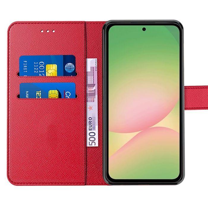 Coque de protection - BOOLING - Samsung Galaxy A56 5G - Cuir PU Rouge - Anti-Rayures - Pliable