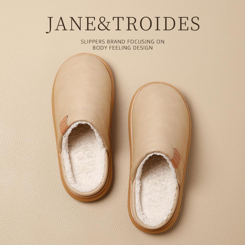 2025 New Unisex Cotton Slippers - Thick Bottom, Plush Lining, Non-slip, Waterproof for Indoor Autumn/Winter Wear