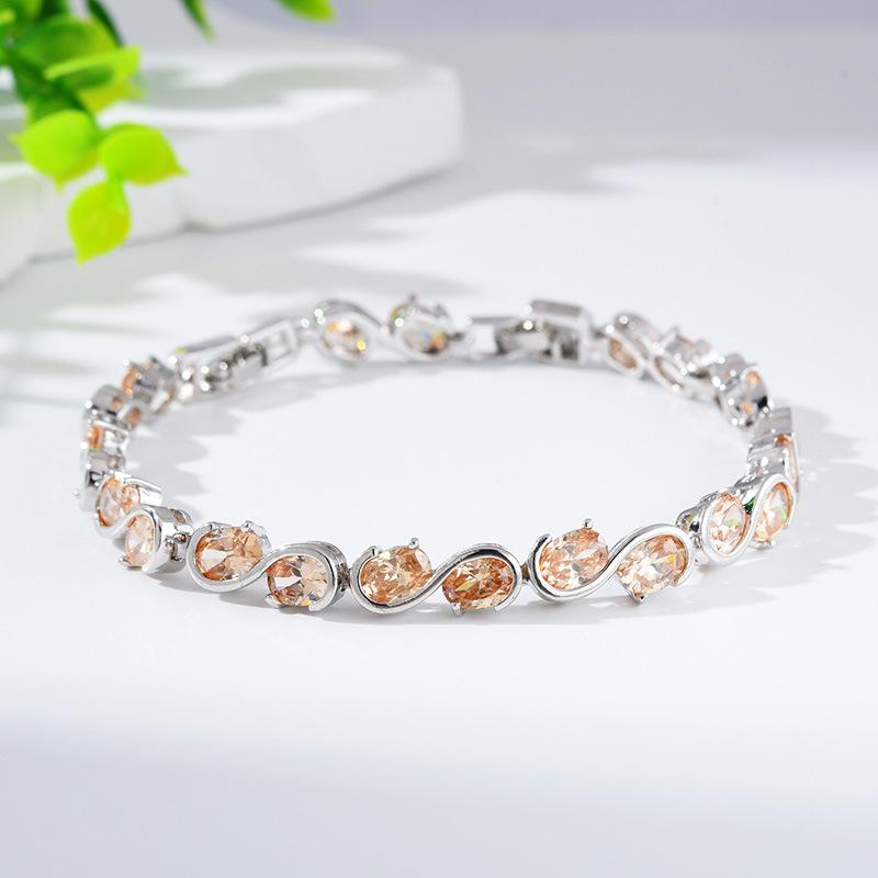 Women'S Creative Bracelet Hipster Accessories Round Simple Copper Zircon Bracelet