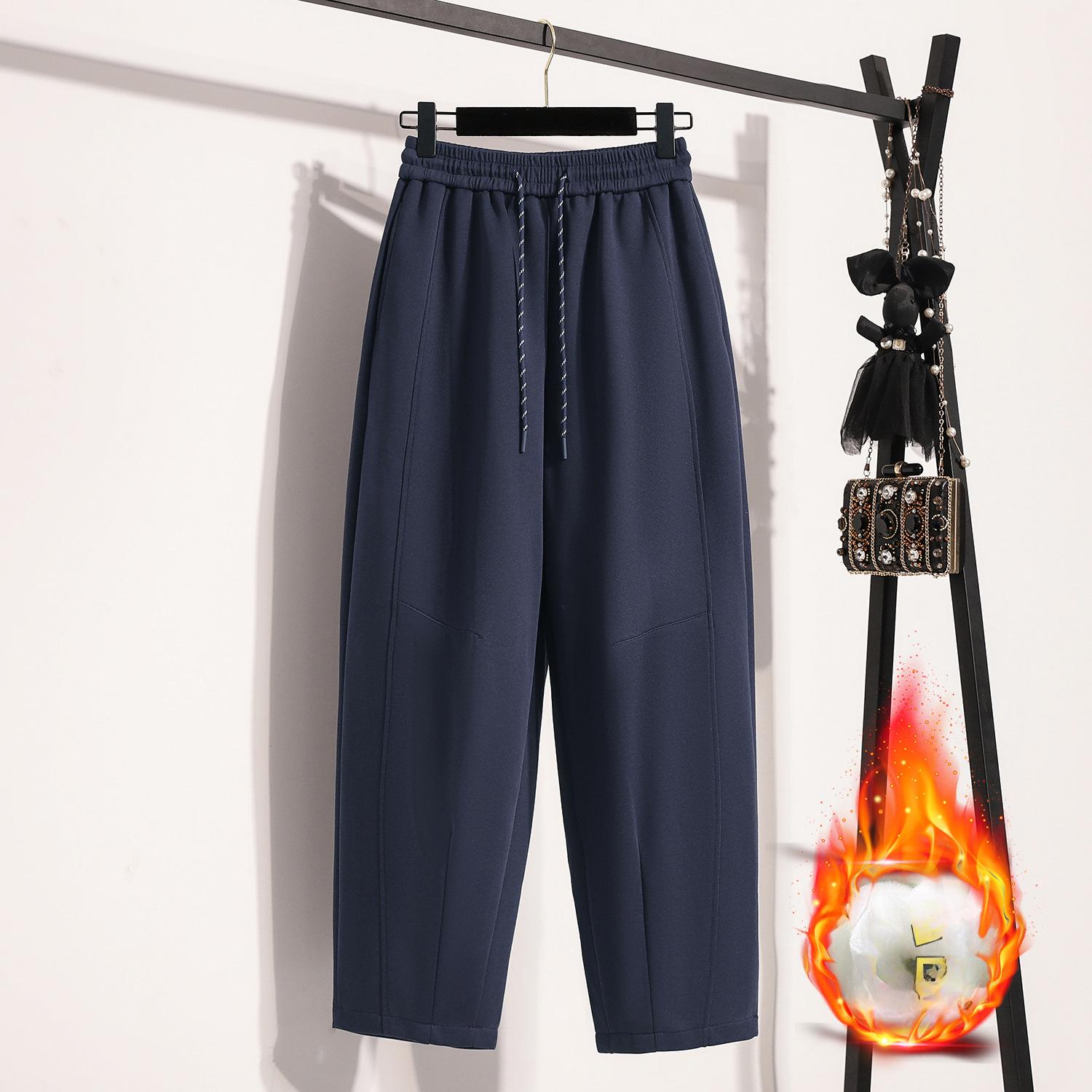 

Эластичный пояс на шнурке, новые зимние бархатные и тонкие универсальные утолщенные брюки-харлан 2XL