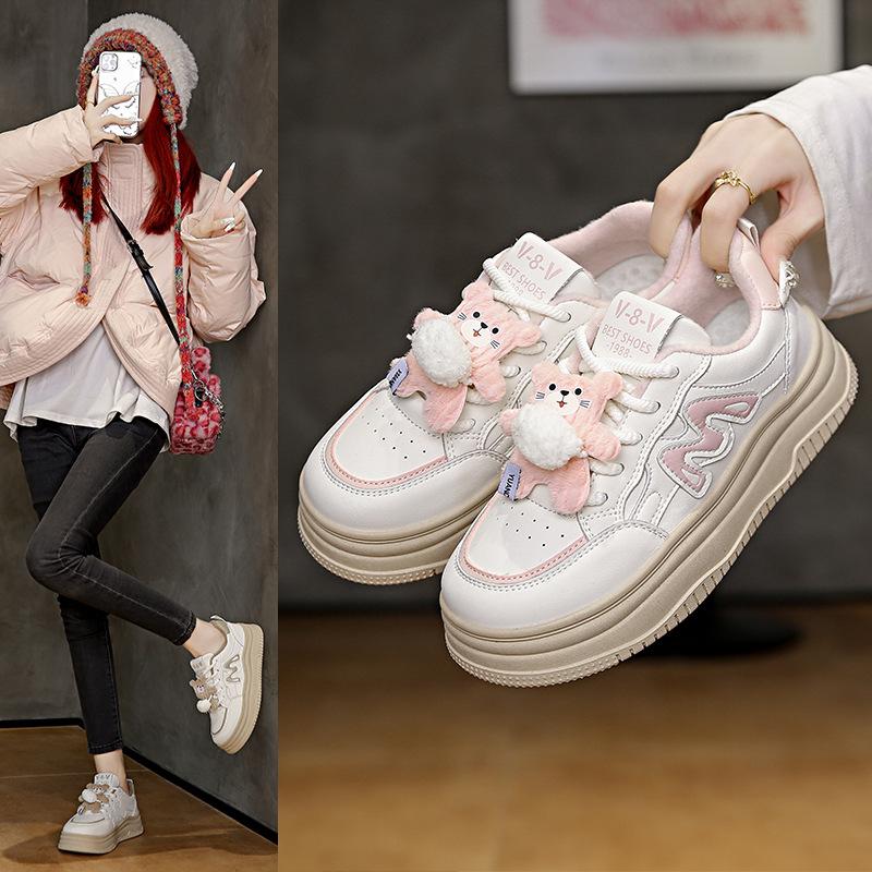 ins Korean version of the new velvet board shoes for women's 2025 winter student sports thick-soled warm casual shoes Y9926-1