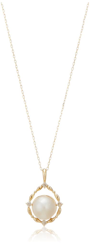 ESTELLE June Birthstone Akoya Pearl Necklace in 10K Yellow Gold with Drop Design (0452-6387-0019-0000)
