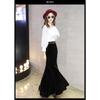 Women S High Waist Midi Fishtail Skirt Plus Size Velvet Long Skirt