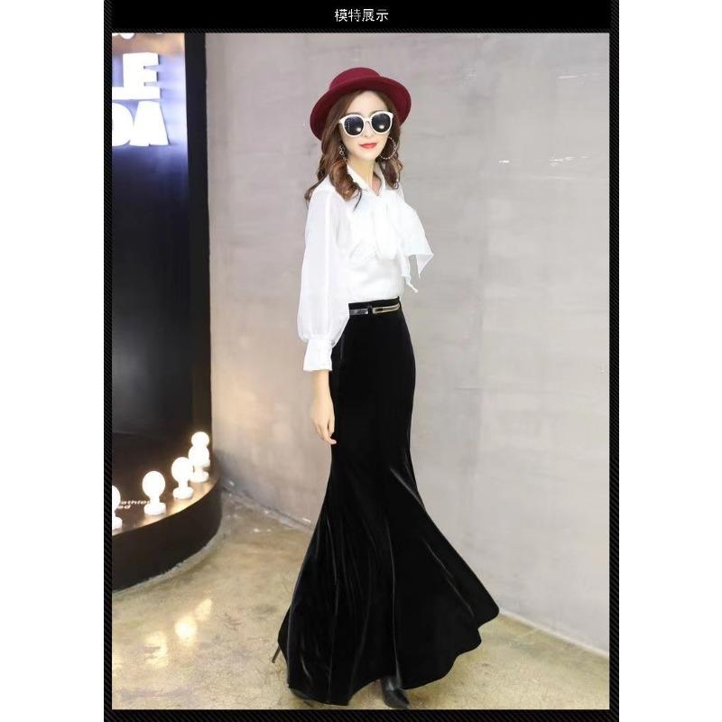 Women S High Waist Midi Fishtail Skirt Plus Size Velvet Long Skirt