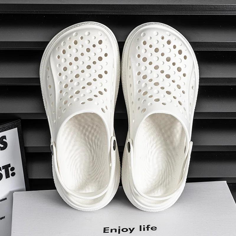 2024 Beach Outdoor Sandals Mens Slippers New Waterproof Summer Water Shoes Big Toe Holey Shoes For Men  Sandals Wrapped Slippers