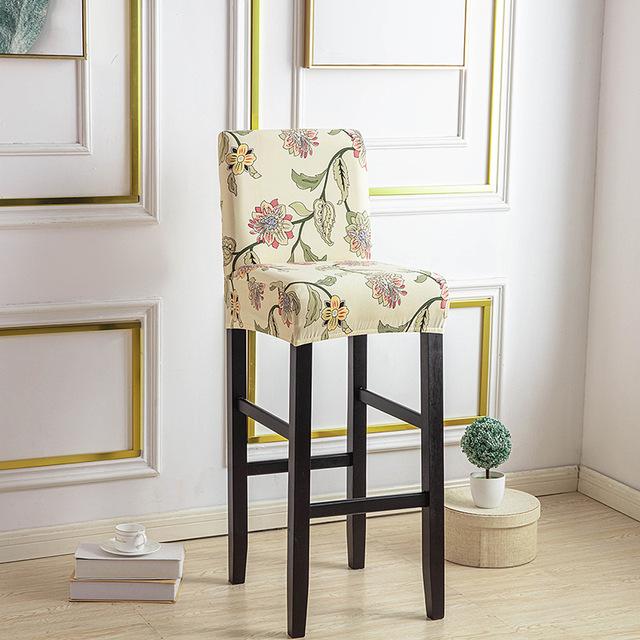 

Чехол для барного стула с геометрическим принтом, чехлы на стулья без подлокотников с короткой спинкой, эластичные чехлы на сиденья из спандекса для столовой, отеля, домашний декор