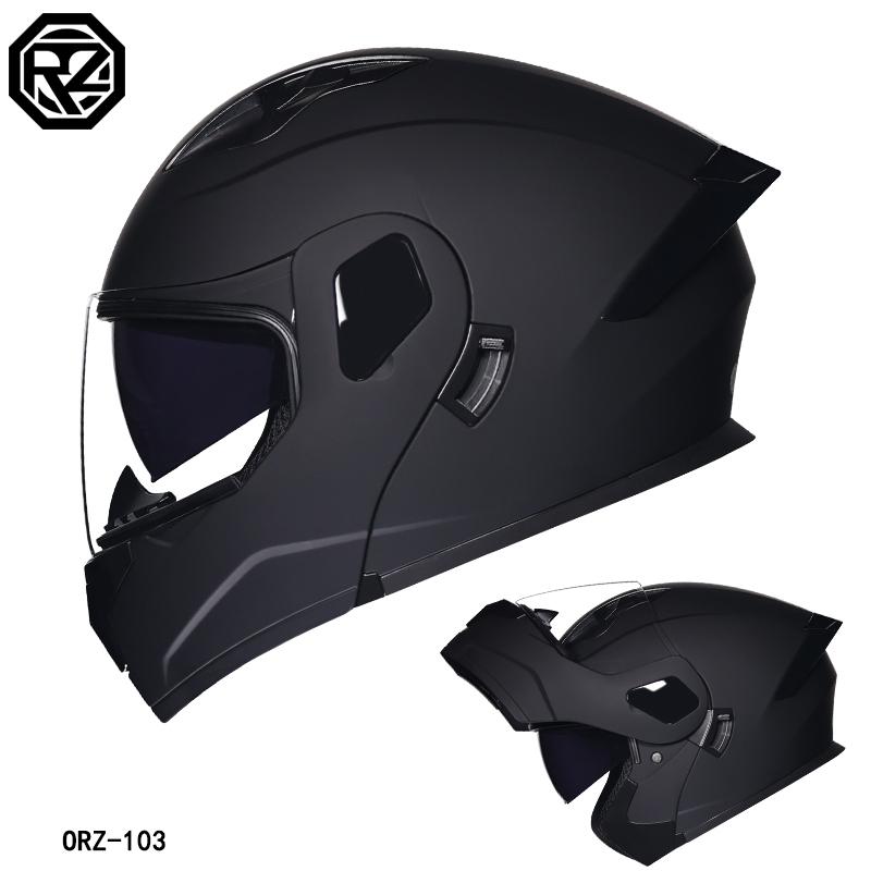 ORZ-103-Motorcycle Helmet with Exposed Face, Men's and Women's Semi Full Helmets, All Season Motorcycle Large Tail Wing