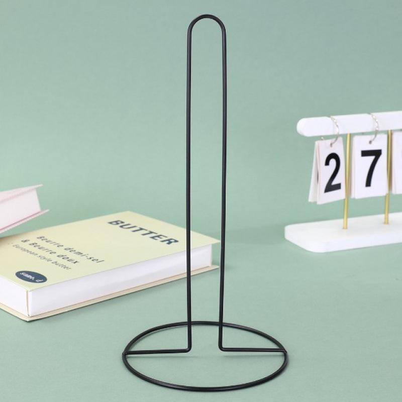 

Wrought Iron Kitchen Paper Towel Holder: Black Nordic Minimalist Design for Dining Table or Countertop.