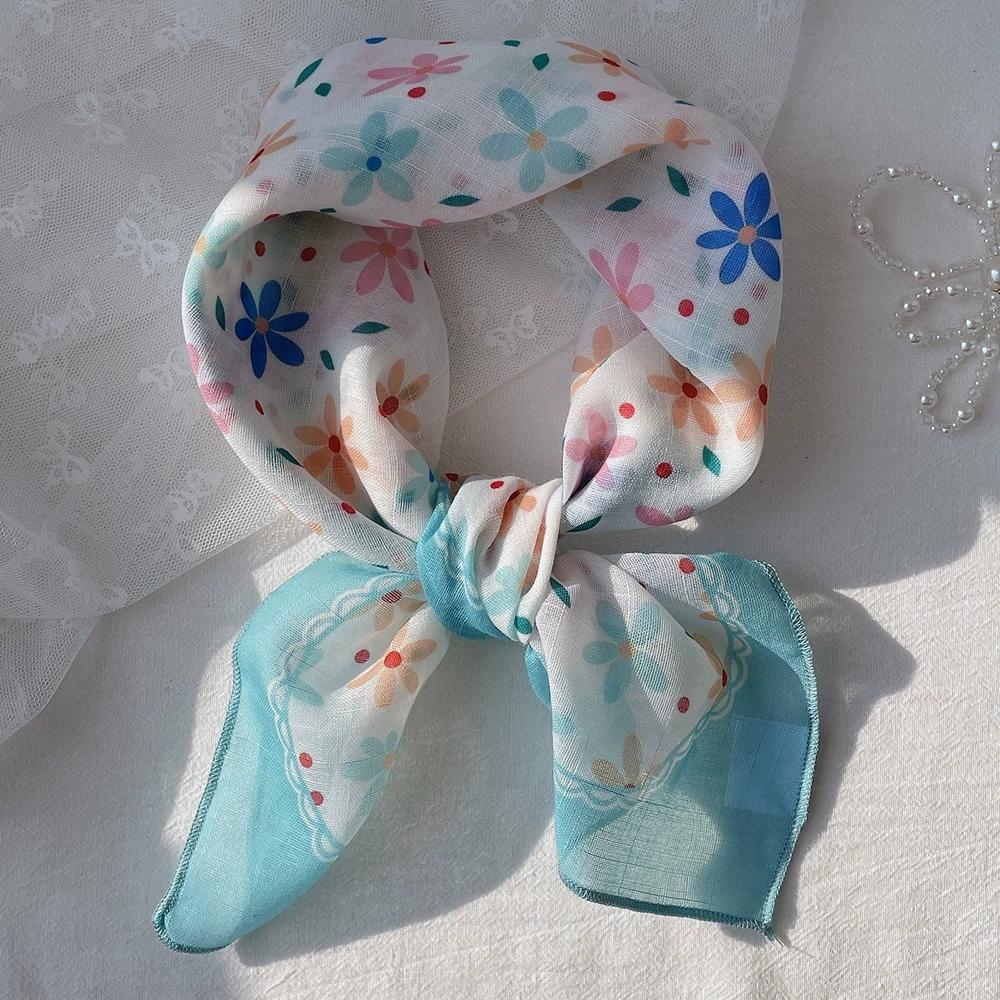 58*58Cm Women Square Neckerchief And Headscarf Female Floral Print Small Shawls Scarves Spring Summer Headband Scraves