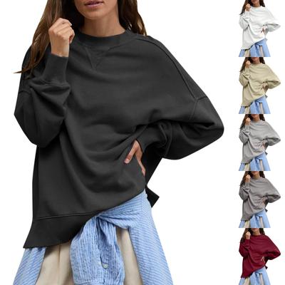 Übergroße Fleece-Sweatshirts für Damen, langärmelig, Pullover, Herbst-Outfits